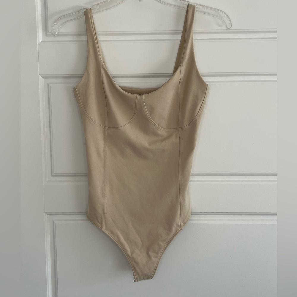 Abercrombie & Fitch Soft Collection Beige Corset Seamed Thong Bodysuit Size M